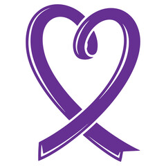 Purple Heart Ribbon Symbol Awareness Cancer Support Hope Charity Cause