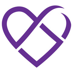 Purple Heart Shape Icon Isolated on Transparent Background for Design and Branding