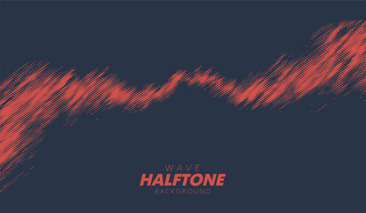 Abstract vector torn halftone fluid wave. Scratched dotted pop art wavy dynamic texture.