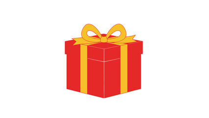 Vibrant red gift box with elegant gold bow and ribbon
