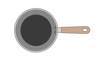 Modern non-stick frying pan with wooden handle