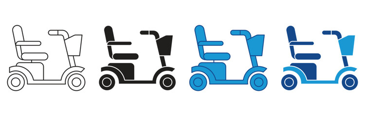  Mobility scooter icon set.  Fast shipping delivery truck , electric wheelchair scooter icon isolated on white background. Vector illustration. ©  Abida Ansary