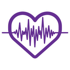 Purple Heart Shape with EKG Line Symbolizing Health and Medical Care
