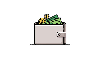 Open wallet with cash and coins inside