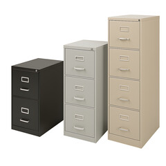 Metal filing cabinets isolated on transparent background