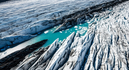 Glacier Ice Blue Water Aerial View White Landscape