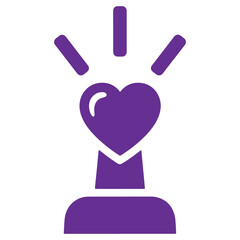 Purple Heart Symbol with Radiating Lines on Transparent Background