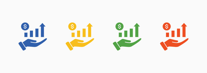 Profitability Icon Set Color Multiple Style Collection