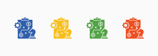 Strategic Planning Icon Set Color Multiple Style Collection