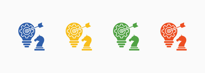 Strategy Icon Set Color Multiple Style Collection