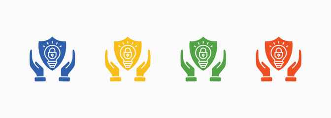 Intellectual Property Icon Set Color Multiple Style Collection