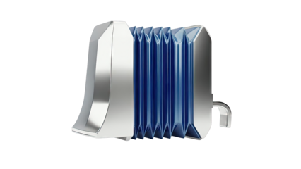 Abstract Accordion-like Structure with Blue Folds and Chrome Ends