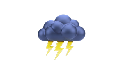 Dark Storm Cloud with Three Yellow Lightning Bolts