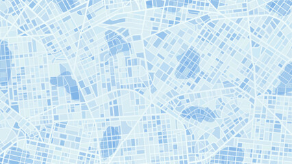 Detailed Light Blue Urban Grid Map Pattern With Parks And City Blocks. Vector illustration.