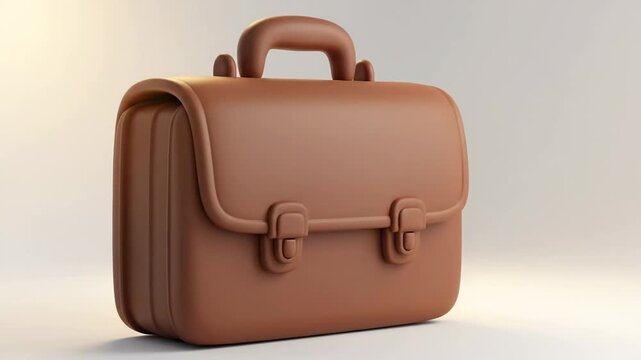 Minimal brown leather briefcase mockup on a neutral background.