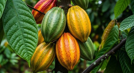 Cacao pods on tree.