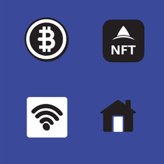 Fototapeta premium Cryptocurrency and NFT Icons Flat Vector Illustration