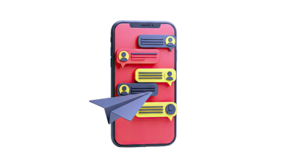 Smartphone with Chat Bubbles and Paper Airplane