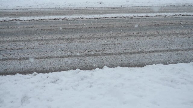 Slush ice, slurry mixture of small ice crystals, snow and liquid water. Slush forms when ice or snow melts during mixed precipitation with dirt and pollutants, resulting in gray or muddy brown color.