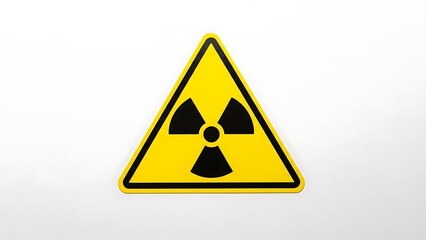 Fototapeta premium Radiation warning sign with black symbol on yellow background