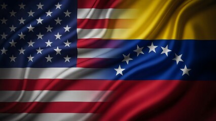 USA and Venezuela Flags Blended, Geopolitical Relations Concept, USA Venezuela relations, United States Venezuela, geopolitics, international relations