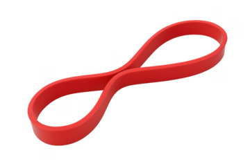 Red rubber band forming infinity symbol transparent background