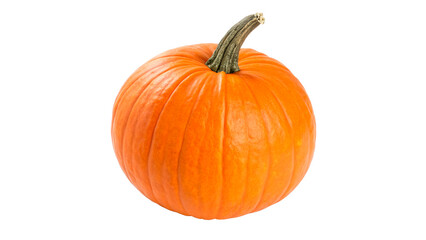 Obraz premium Bright orange pumpkin with a curved stem isolated on transparent background cut out