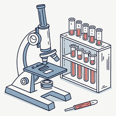 microscope and test tubes