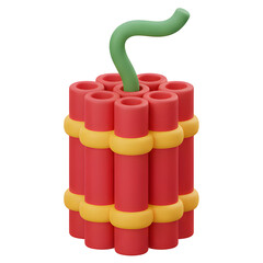 3D Firecracker Icon on a White Background