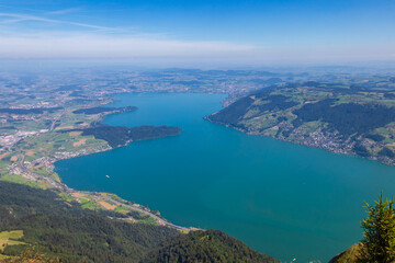 Obraz premium Picturesque view of the Swiss Alps and lake from Rigi mountain, Switzerland