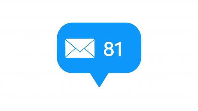 Sky Blue Animation footage of social media notification Mail and Message icon on transparent background (alpha channel)  