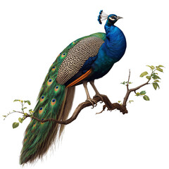Obraz premium Majestic Peacock Perched on Branch