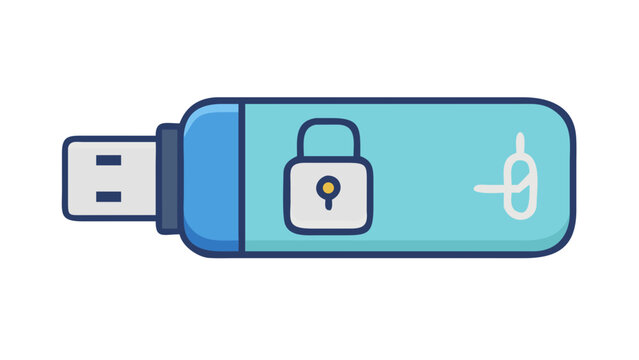 A sleek, modern hardware wallet icon resembling a USB stick with a digital lock icon on its side, symbolizing offline "cold" storage for maximum security.