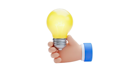 Cartoon Hand Holding a Glowing Light Bulb