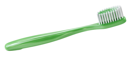 A vibrant green toothbrush with soft bristles, ideal for maintaining oral hygiene and promoting a healthy smile.