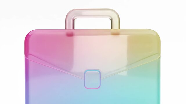 Stylized pastel gradient briefcase with glossy modern design and handle.