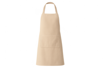 Plain beige bib chef apron mockup on transparent background