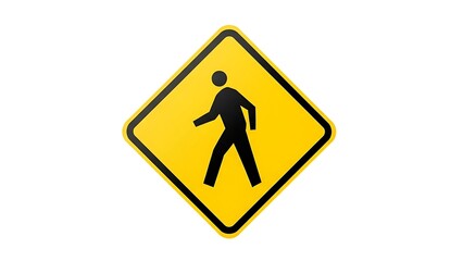 Crosswalk sign with pedestrian symbol on yellow background