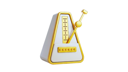 Golden Metronome on a White Background
