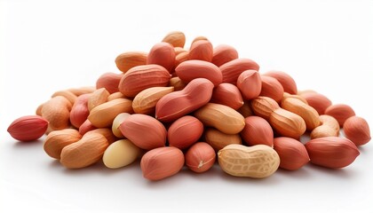 pile of fresh peanuts isolated on white background a healthy snack source of protein and popular ingredient for cooking and baking enthusiasts