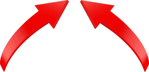 Red arrows forming an arch isolated on transparent background