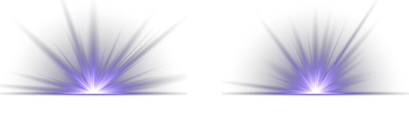 Vibrant blue sparkling light burst and starburst explosion effect. Futuristic blue light PNG with transparent highlights, glow, sun rays and bokeh sparks. Vector illustration. Luxurious design style.