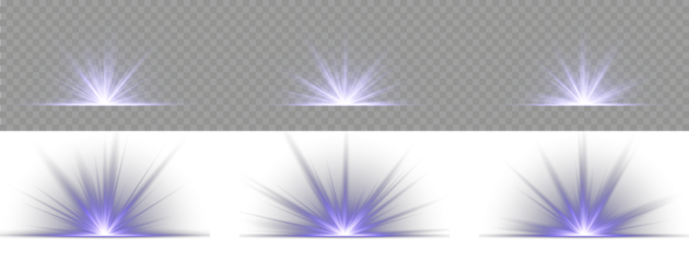 Vector illustration. Futuristic blue light PNG with transparent highlights, glow, sun rays and bokeh sparks. Luxurious design style. Vibrant blue sparkling light burst and starburst explosion effect.