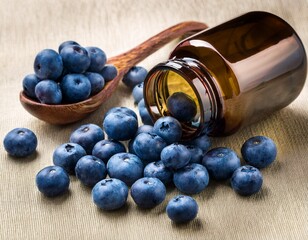 bilberry extract capsules and fresh bilberries for health and wellness