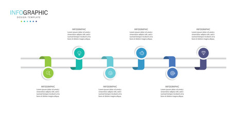 Naklejka premium Infographic vector element design template with 6 steps process or options suitable for business data presentation.