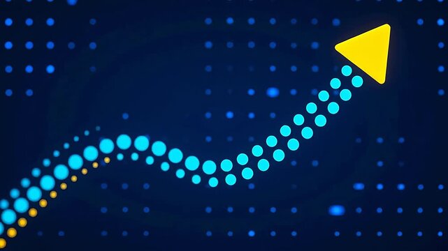 BlueCurvedArrowwithYellowTiponDarkStarryBackground