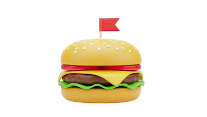Stylized Burger with Red Flag