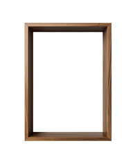 A minimalistic wooden frame against a transparent background, perfect for displaying artwork or photos in a contemporary style.
