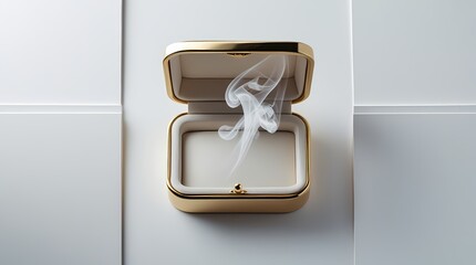 Text Space: Concept of Trust and Betrayal with a Golden Box Containing Only Smoke, Isolated, 2026