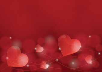 Background for Valentine's Day with glass hearts